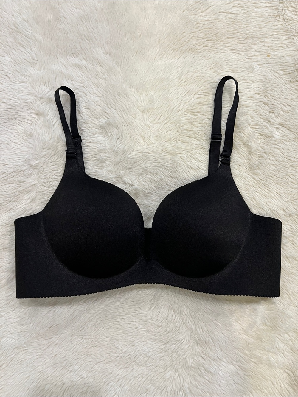 Sophie B Black Bra 34B Wireless Smooth Silky Push Up Padded Comfort